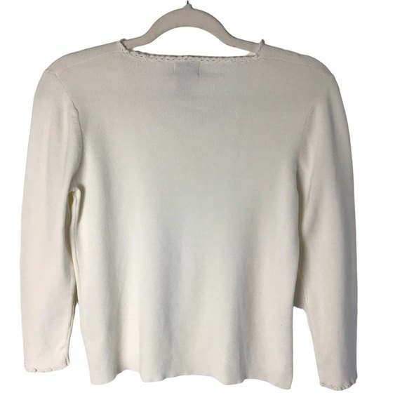 Sigrid Olsen Sport V-Neck Long Sleeve Sweater White Size S - Picture 3 of 8